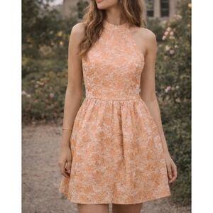 Ark‎ & Co Halter Top Blush Pink Floral Embroidered Sleeveless Midi Dress Size M